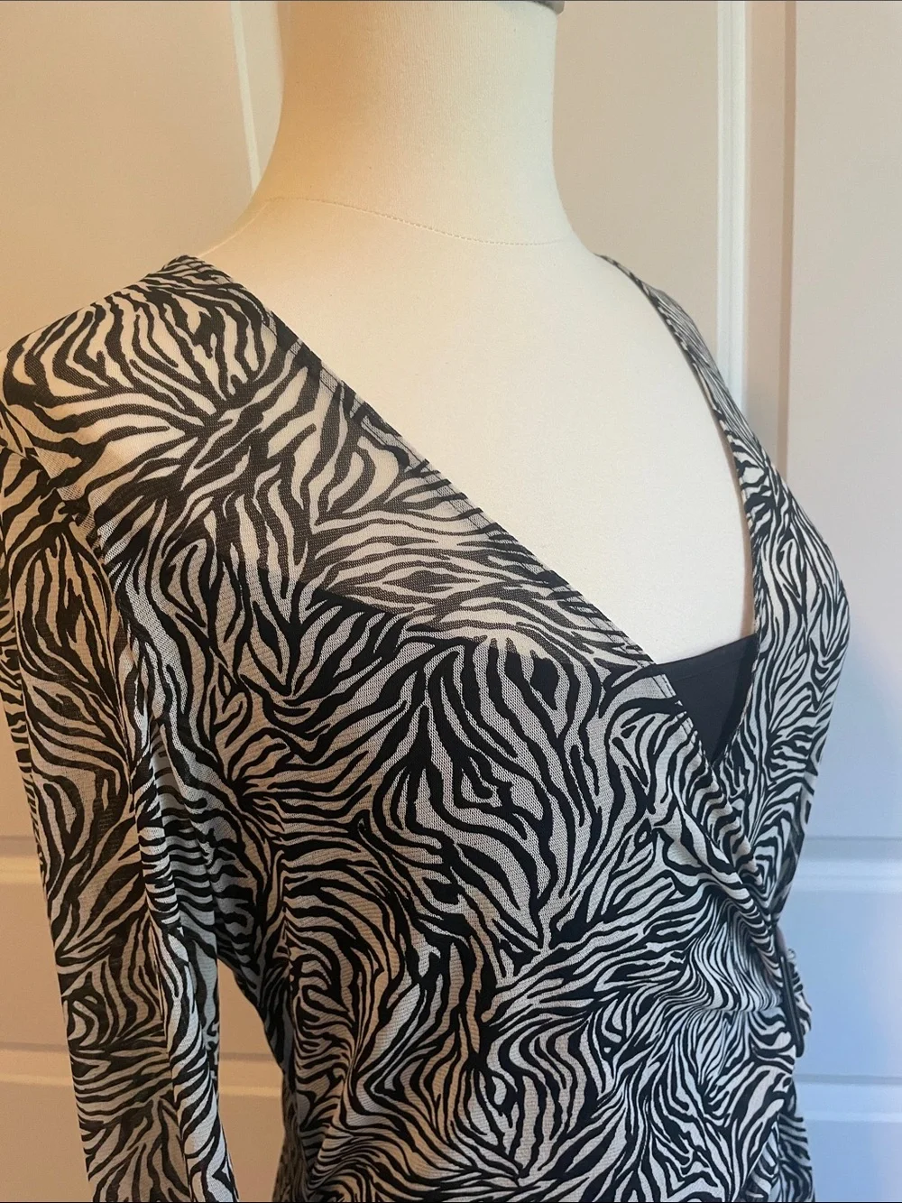 BCBGMaxAzria Zebra-Print Midi Wrap Dress XL